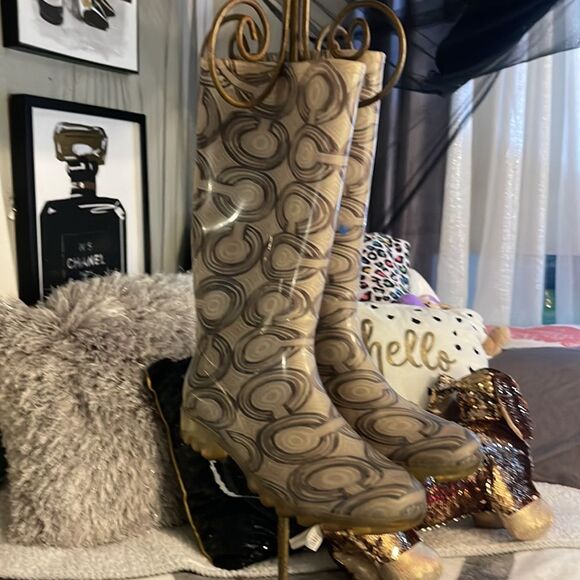EUC /vintage COACH POPPY rubber logo cc RAINBOOTS y2k - Picture 1 of 6